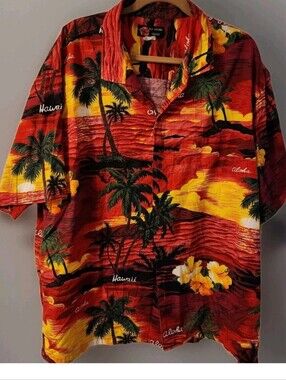 Mens Ali.i  Vintage Hawaiian Print  Aloha Button-Up Shirt  XXL 56" Chest